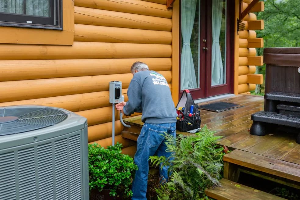 Dave working at a customer's log cabin in the High Country
